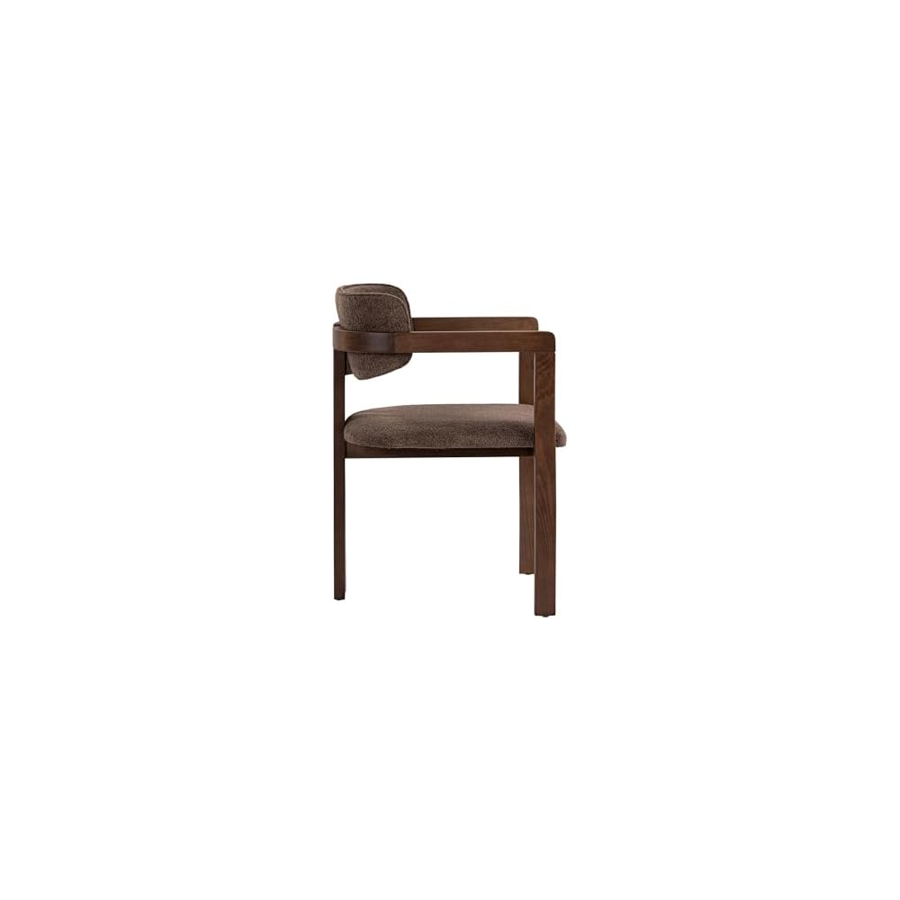 Stylish Beech Wood Chair Brown & Dark Walnut 54 x 76 x 54 cm | Easy Clean Polyester Chenille Fabric 5cm Foam Cushion | Perfect for Home & Office Elegant Design