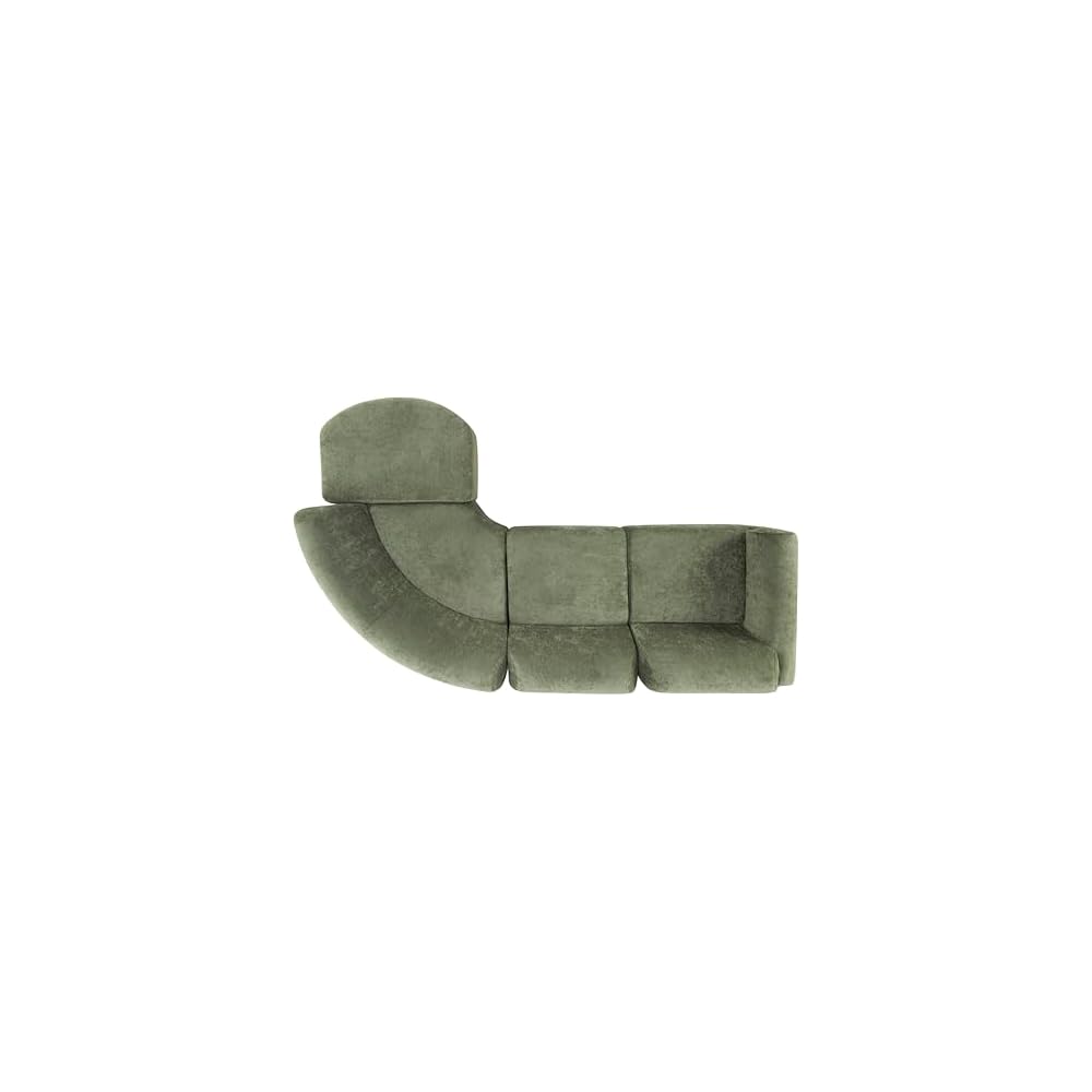 Merax Modern Curved Sectional Sofa with Ottoman, Couch 4-Piece Set High-Density Compressed Sponge, Fully Assembled, Right Hand Facing, Plush Deep Seat for Living Room, Lounge, Apartment, Green