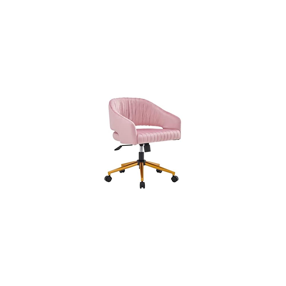 Modern Swivel Velvet Office Desk Chair Pink Color in Gold Metal Luxury Height Adjustable Computer Chair Living Room Chair