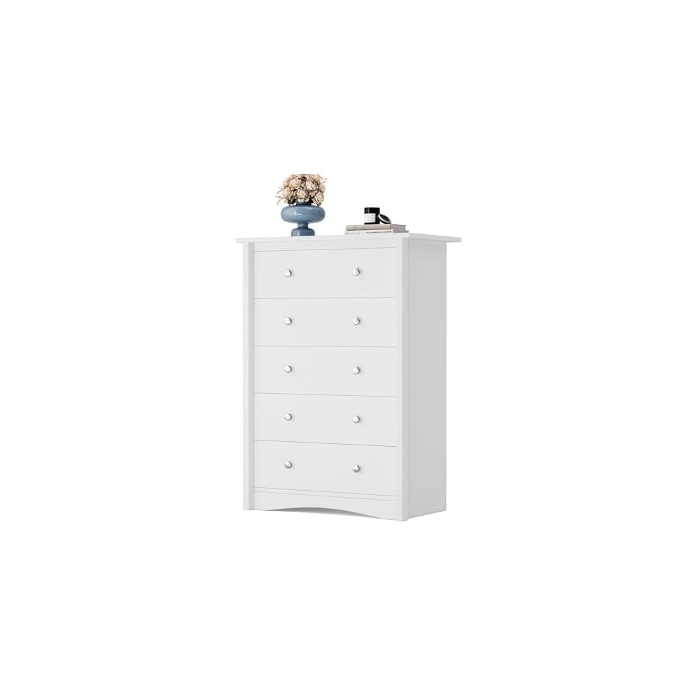 YESHOMY Tall Dresser for Bedroom, Modern Dressers with 5 Drawers, White