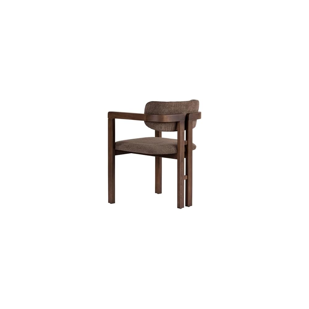 Stylish Beech Wood Chair Brown & Dark Walnut 54 x 76 x 54 cm | Easy Clean Polyester Chenille Fabric 5cm Foam Cushion | Perfect for Home & Office Elegant Design