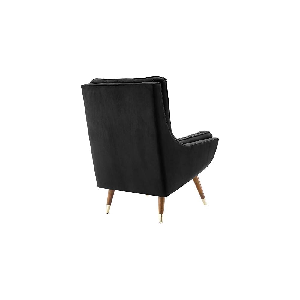 Modway Suggest Button Tufted Upholstered Velvet Lounge Chair, Black