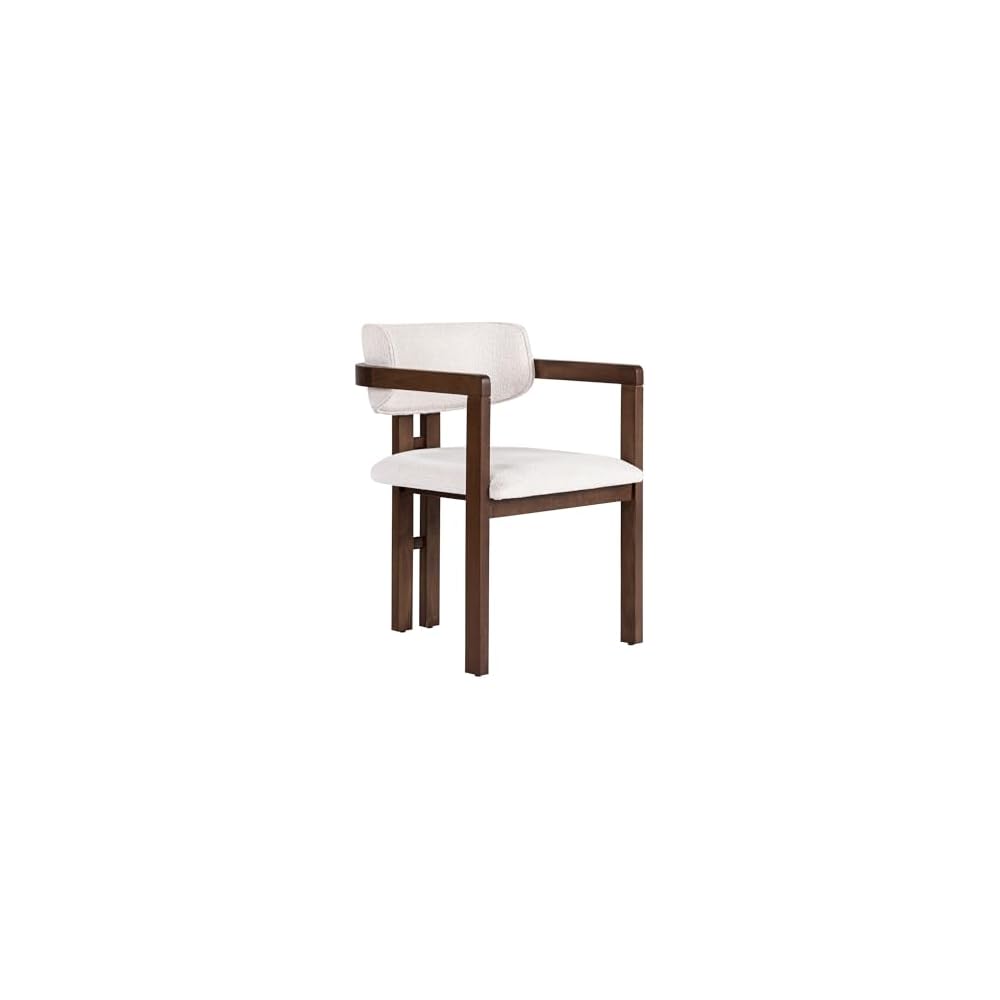 Stylish Beech Wood Chair Brown & Dark Walnut 54 x 76 x 54 cm | Easy Clean Polyester Chenille Fabric 5cm Foam Cushion | Perfect for Home & Office Elegant Design