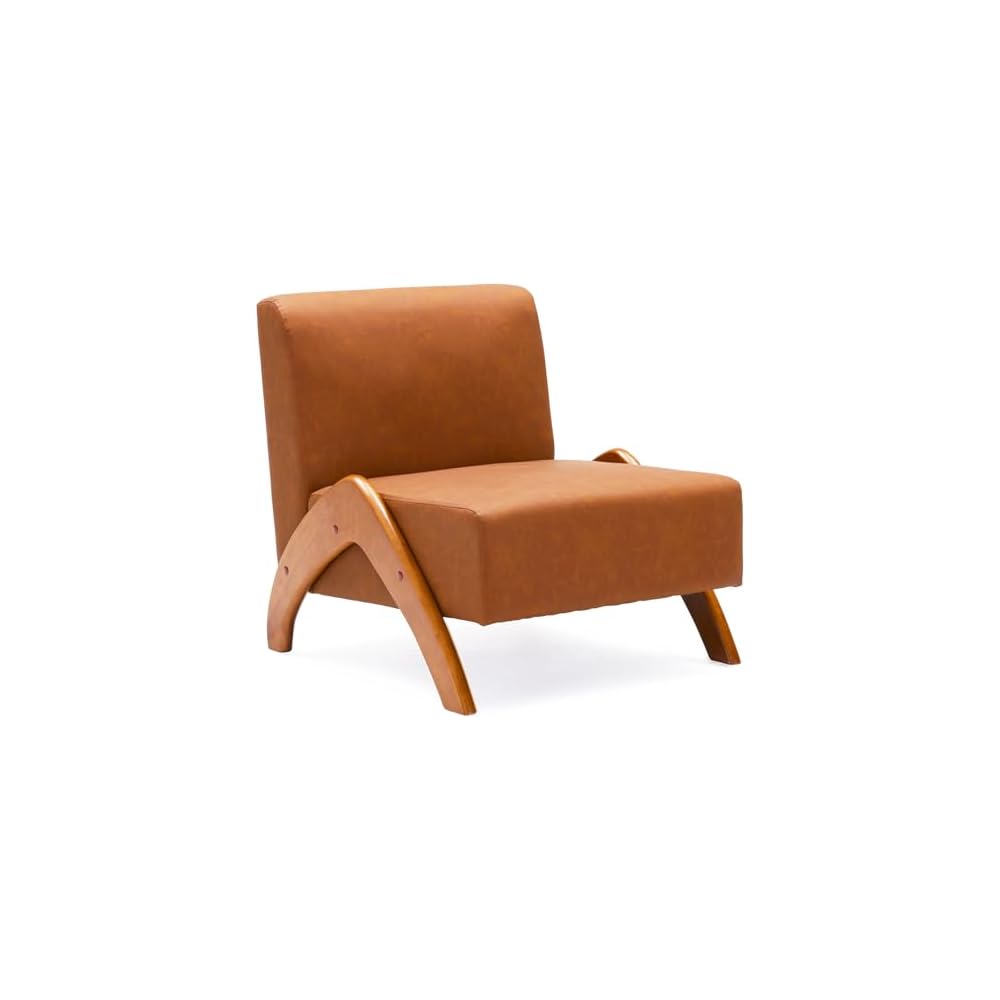 Accent Chair Living Room Side Chair with Wood Legs, Ivory