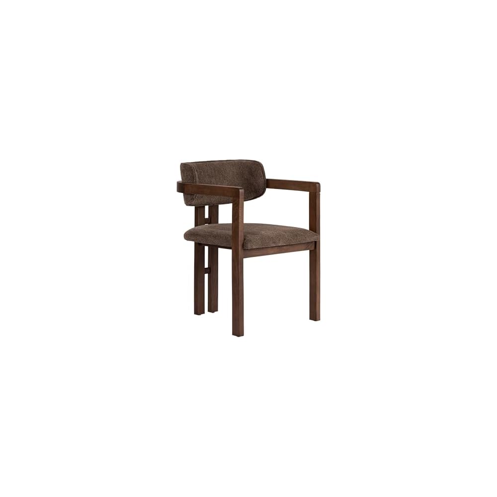 Stylish Beech Wood Chair Brown & Dark Walnut 54 x 76 x 54 cm | Easy Clean Polyester Chenille Fabric 5cm Foam Cushion | Perfect for Home & Office Elegant Design