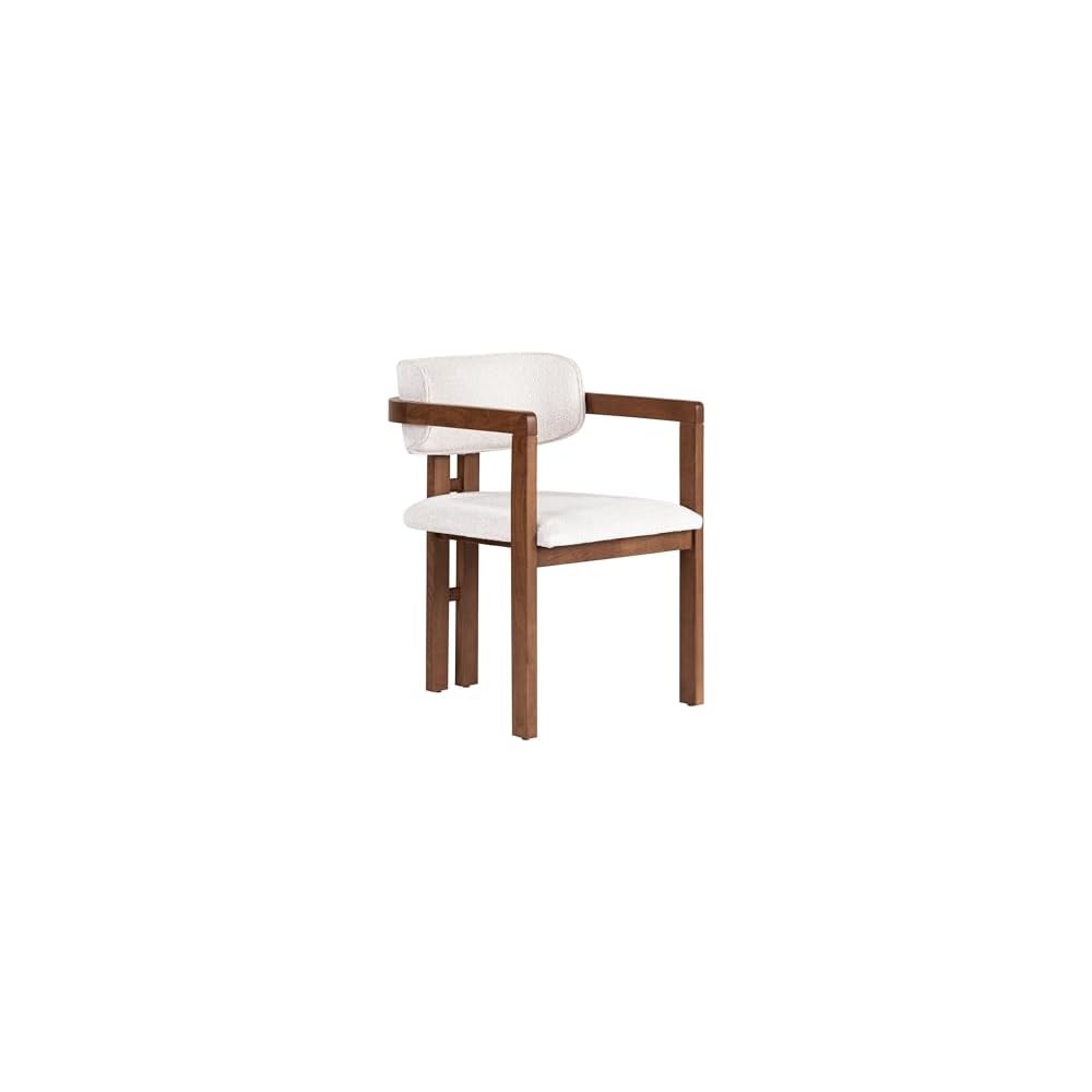Stylish Beech Wood Chair Brown & Dark Walnut 54 x 76 x 54 cm | Easy Clean Polyester Chenille Fabric 5cm Foam Cushion | Perfect for Home & Office Elegant Design