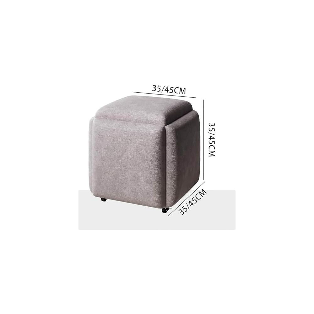 5 in 1 Cube Seat with Swivel Casters Stackable Sofa Chair Stools Blue 18x18 inch Movable Footstool Rolling Chair for Bedroom