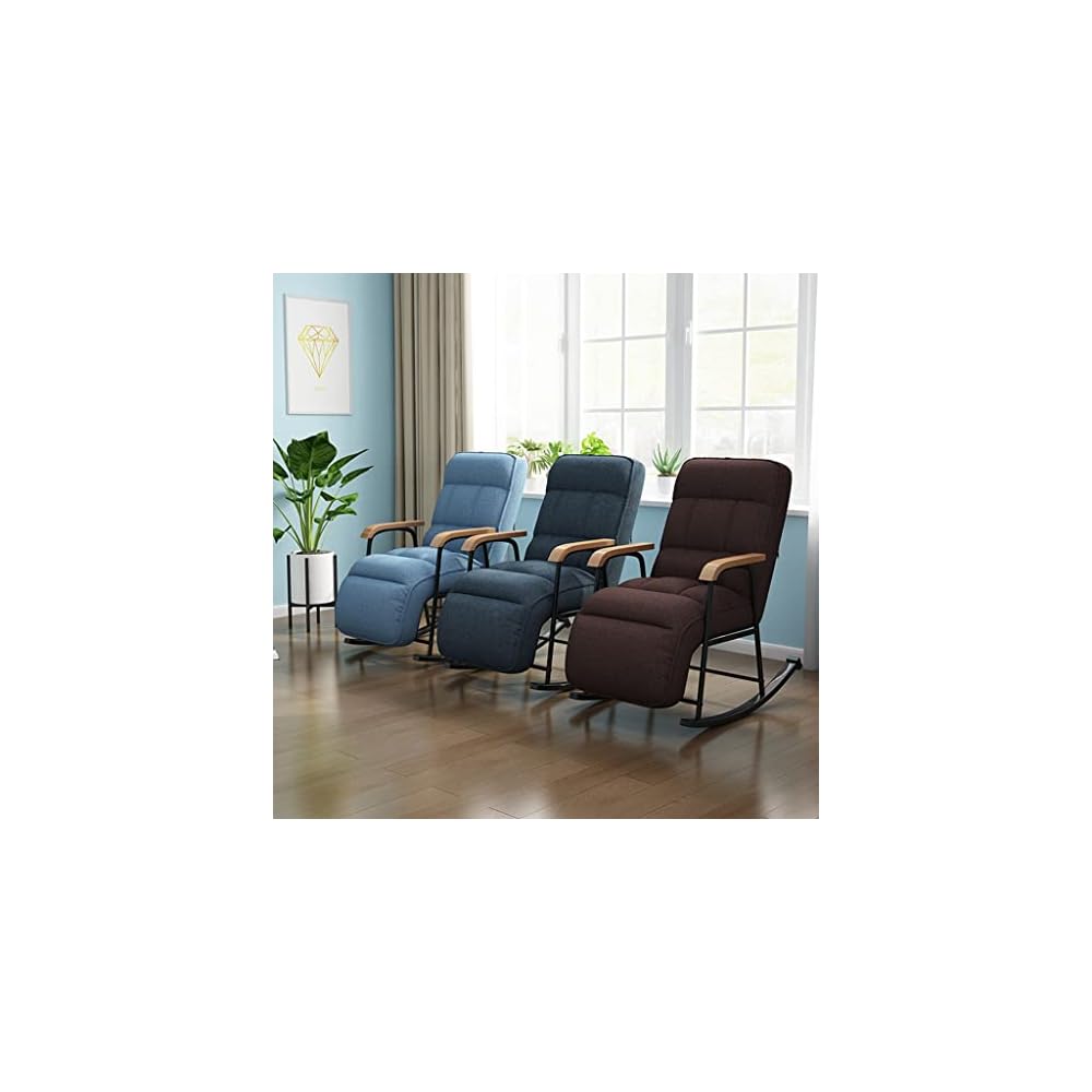 LSLYTQ Mid-Century Rocking Chair, Home Living Room Bedroom Reclin, Metal Tufted Armchair, Full Body Armchair for Living Room
