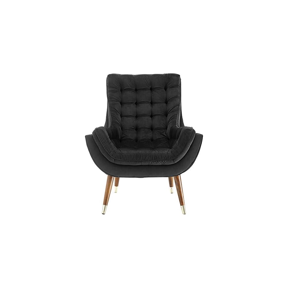 Modway Suggest Button Tufted Upholstered Velvet Lounge Chair, Black