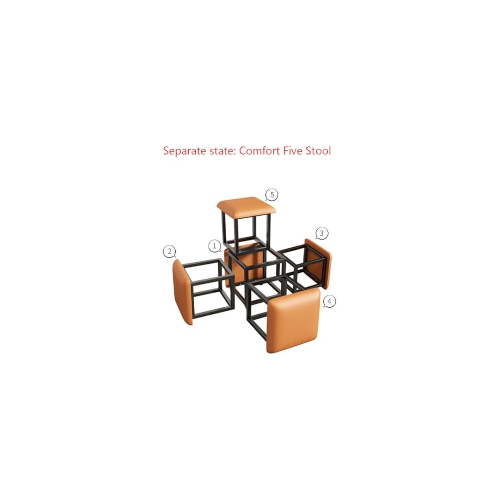 5 in 1 Cube Seat with Swivel Casters Stackable Sofa Chair Stools Blue 18x18 inch Movable Footstool Rolling Chair for Bedroom