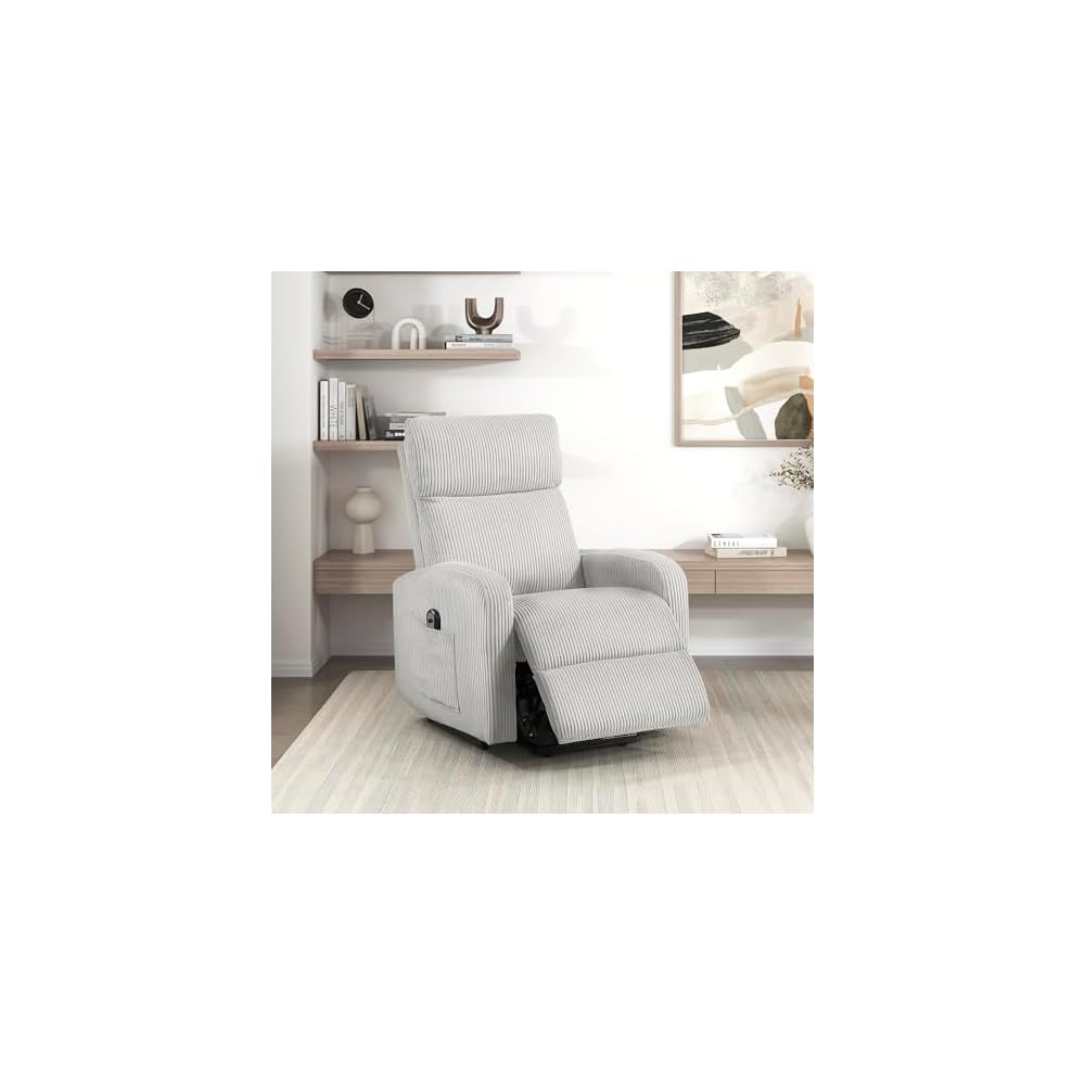 Lexicon Corduroy Pushback Recliner Chair, Beige