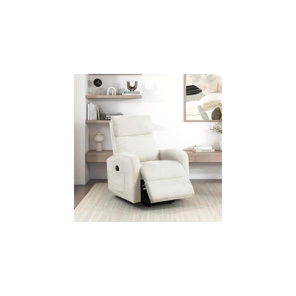 Lexicon Corduroy Pushback Recliner Chair, Beige
