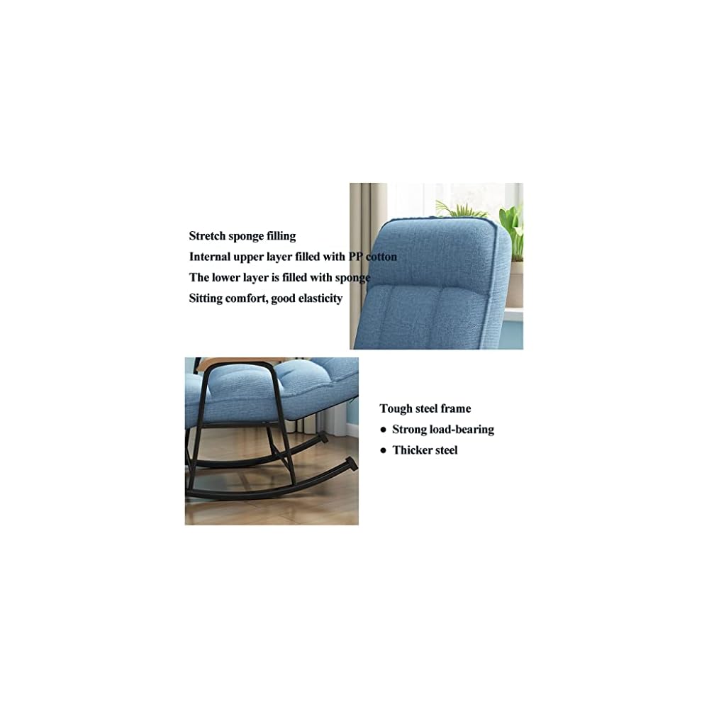 LSLYTQ Mid-Century Rocking Chair, Home Living Room Bedroom Reclin, Metal Tufted Armchair, Full Body Armchair for Living Room