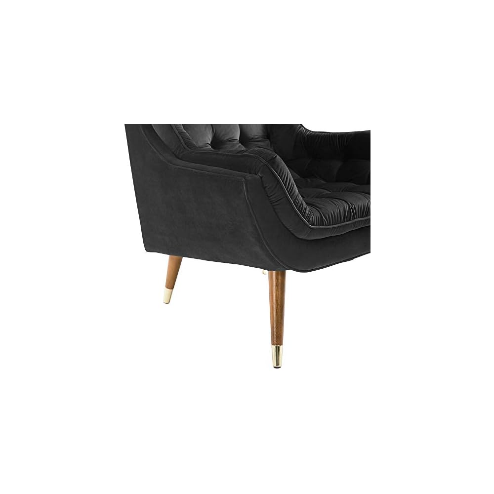 Modway Suggest Button Tufted Upholstered Velvet Lounge Chair, Black