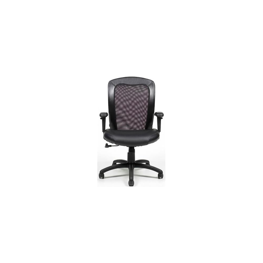 Offices To Go Mesh Office Chair Overall Dimensions: 24.5" W X 25" D X 38" H Seat Size: 21" W X 18-19.5" D Back Size: 18" W X 19.5" H - Black Leather