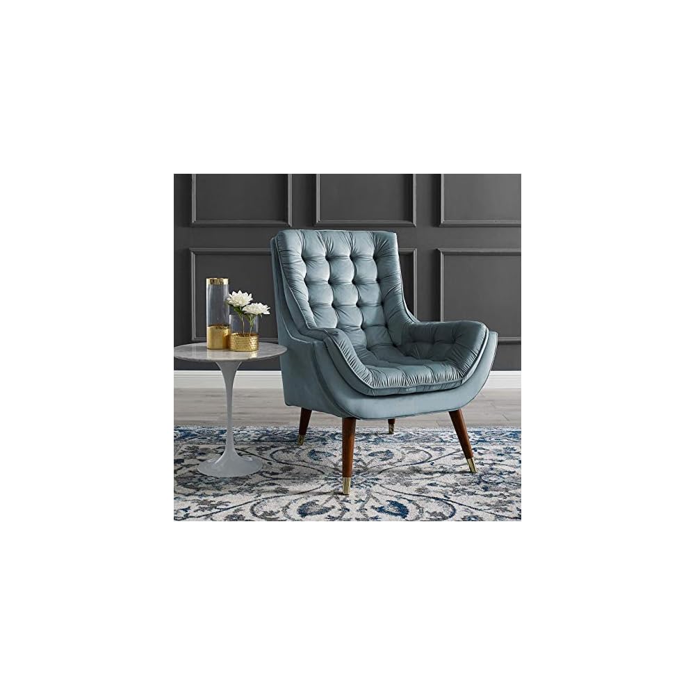 Modway Suggest Button Tufted Upholstered Velvet Lounge Chair, Black