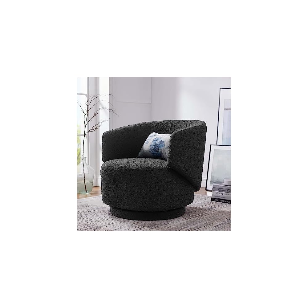 Modway EEI-6357-BLK Celestia Boucle Fabric Swivel Chair, Black
