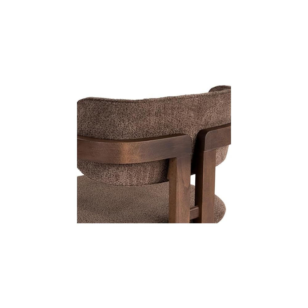 Stylish Beech Wood Chair Brown & Dark Walnut 54 x 76 x 54 cm | Easy Clean Polyester Chenille Fabric 5cm Foam Cushion | Perfect for Home & Office Elegant Design