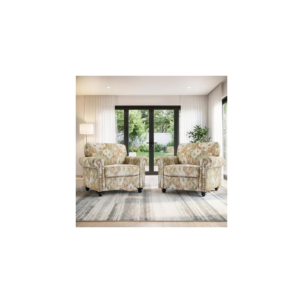 Striped Accent Chairs Set of 2, Comfy Reading Armchair, Black