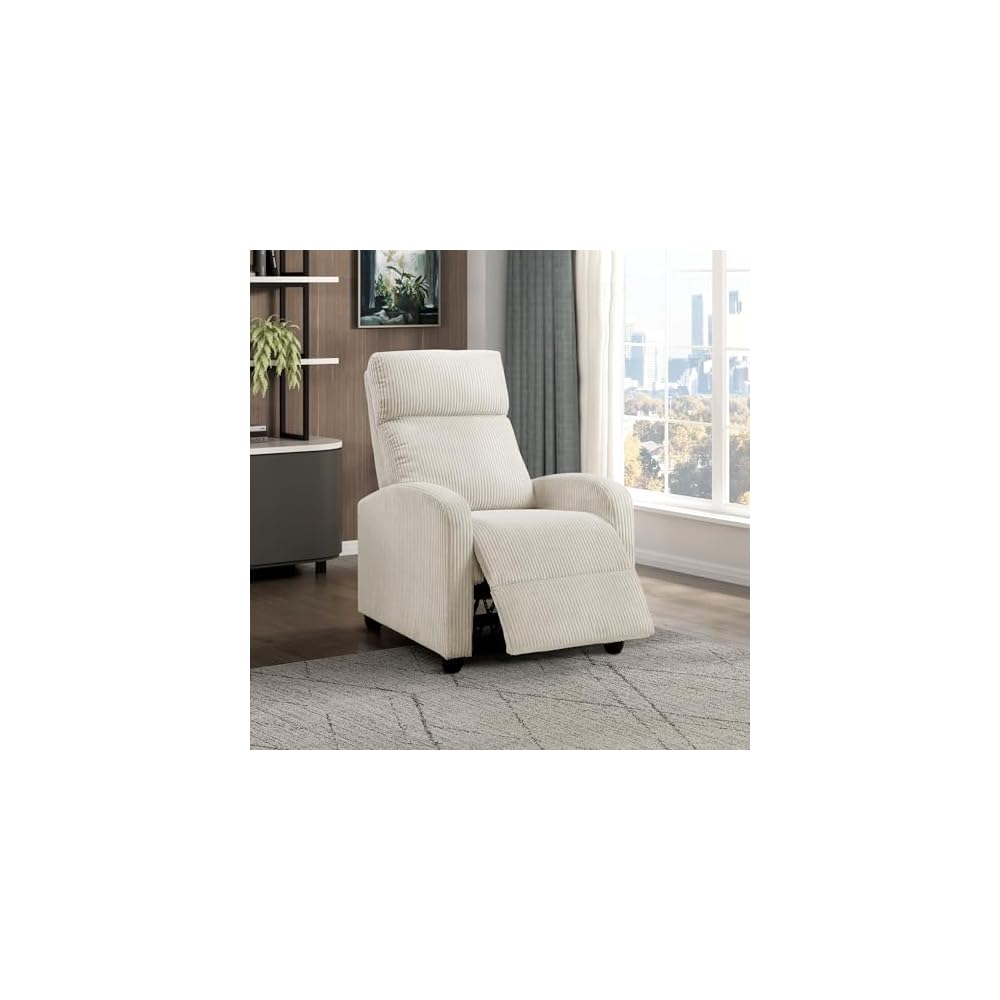 Lexicon Corduroy Pushback Recliner Chair, Beige