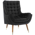 Modway Suggest Button Tufted Upholstered Velvet Lounge Chair, Black