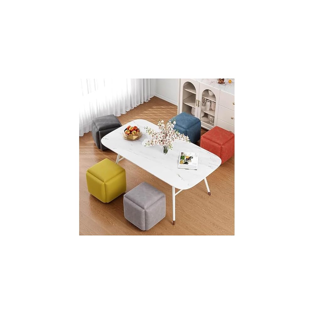 5 in 1 Cube Seat with Swivel Casters Stackable Sofa Chair Stools Blue 18x18 inch Movable Footstool Rolling Chair for Bedroom