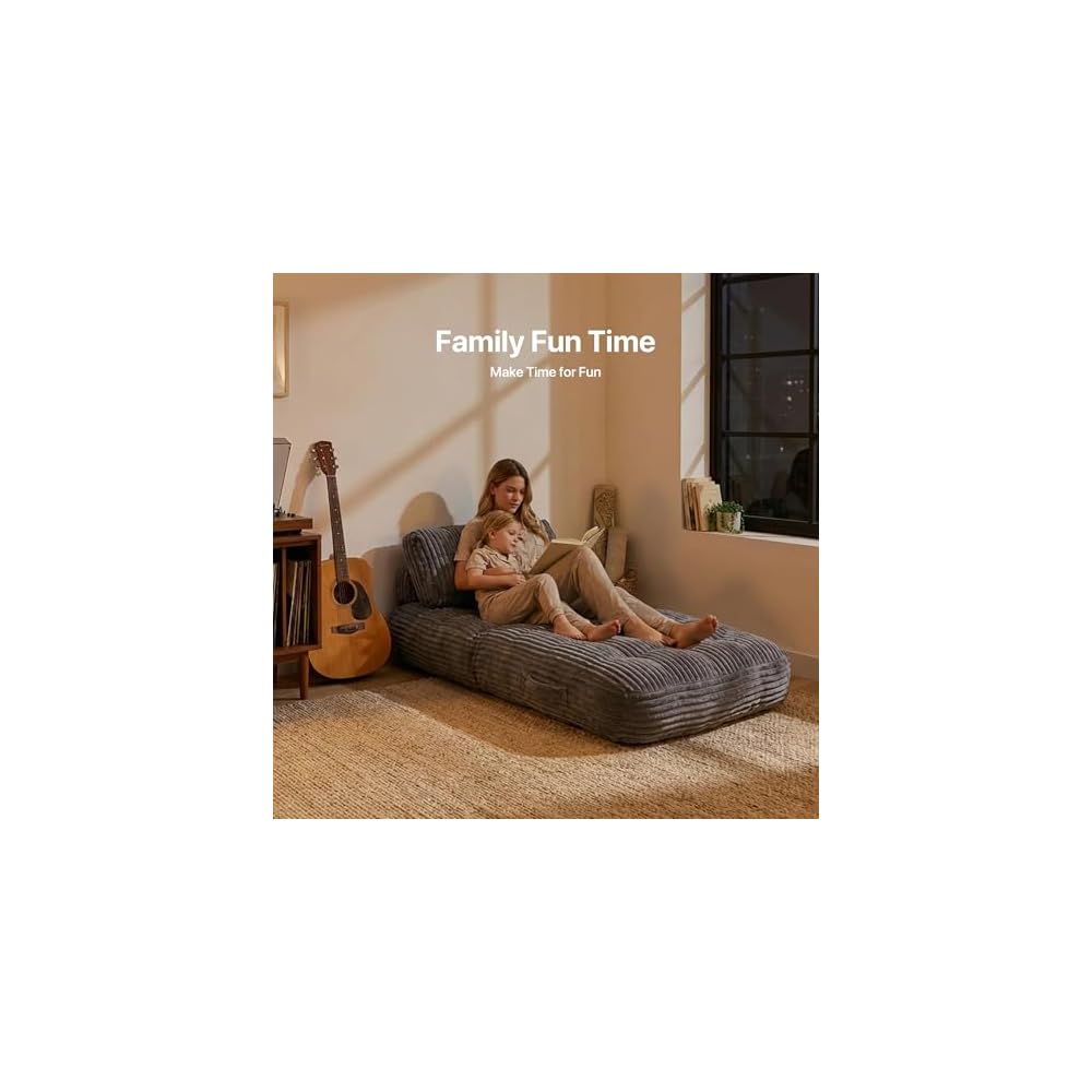 Boneless Chair Folding Sofa Bed, Sleeper Chair, Dark Grey, Single