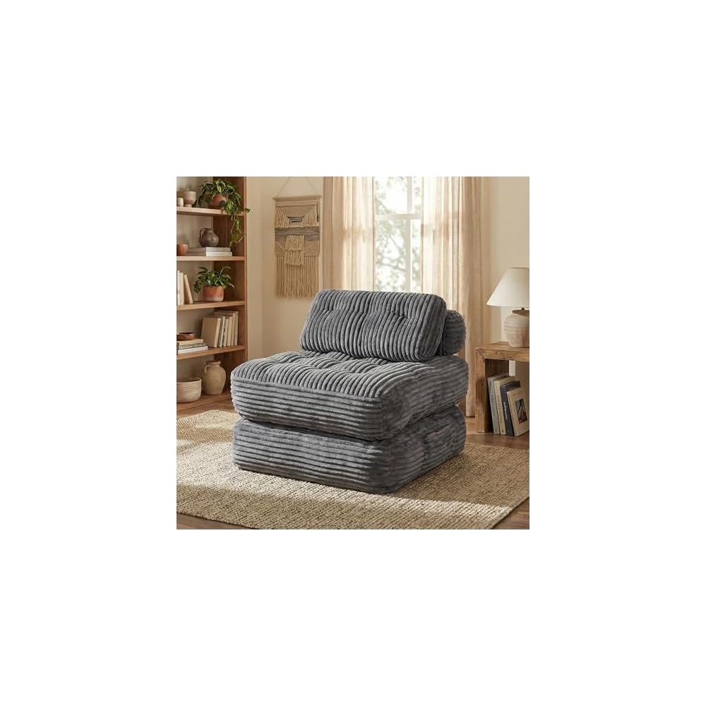 Boneless Chair Folding Sofa Bed, Sleeper Chair, Dark Grey, Single