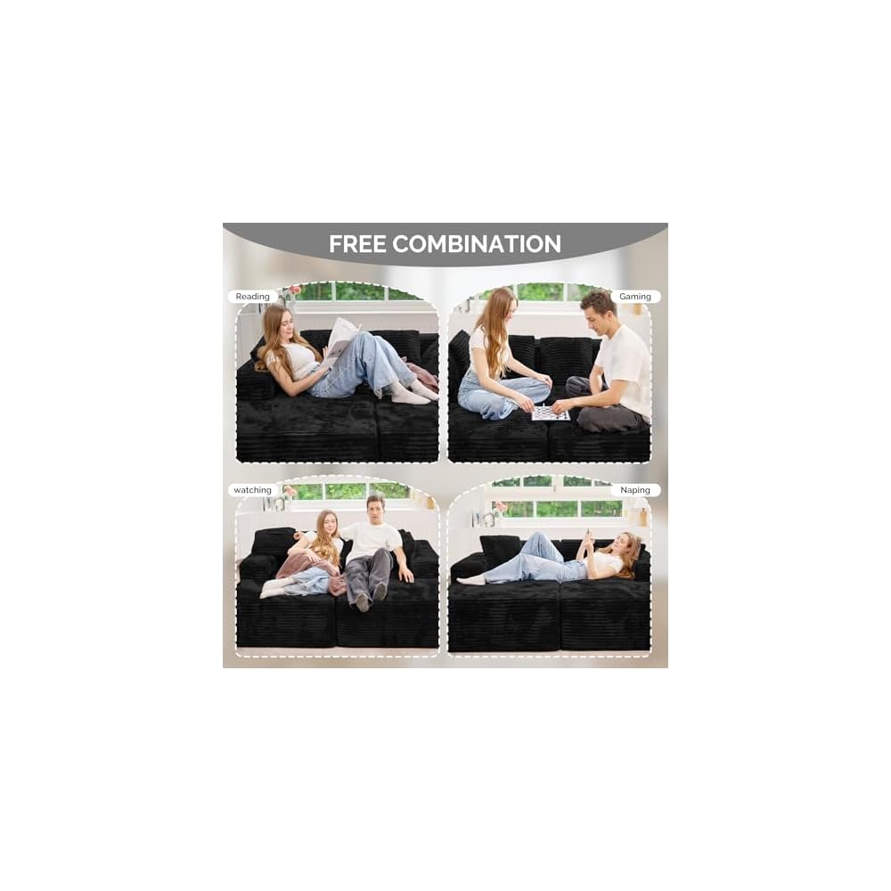 131'' Large Sectional Couches with Chaise, U Shaped Cloud Sofa 1pcs