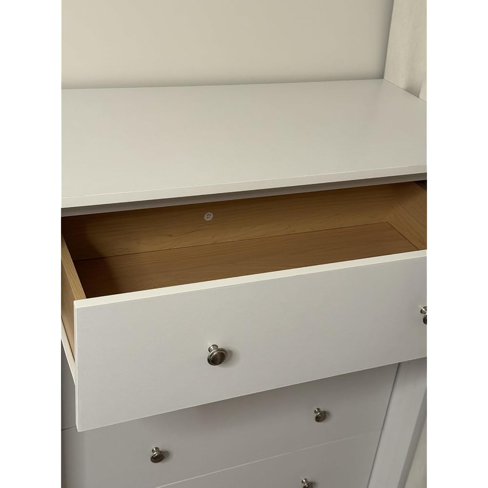 YESHOMY Tall Dresser for Bedroom, Modern Dressers with 5 Drawers, White