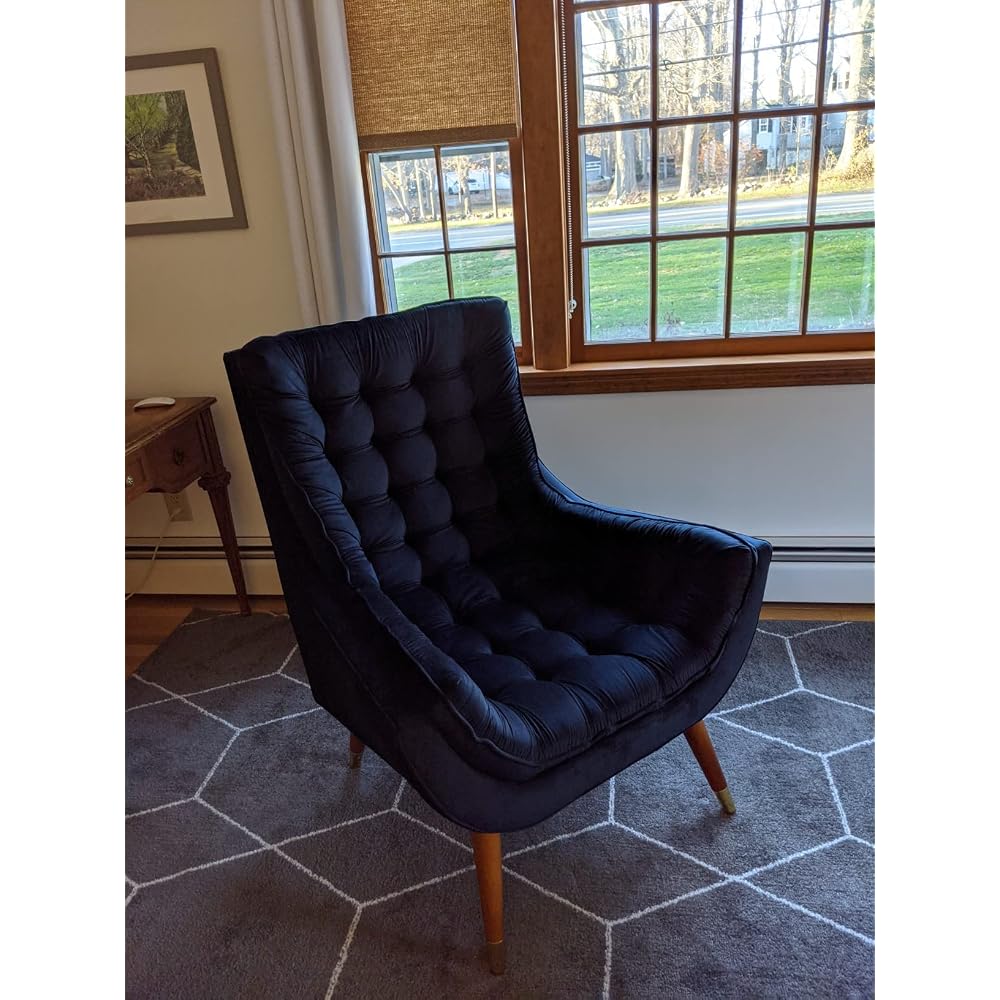 Modway Suggest Button Tufted Upholstered Velvet Lounge Chair, Black