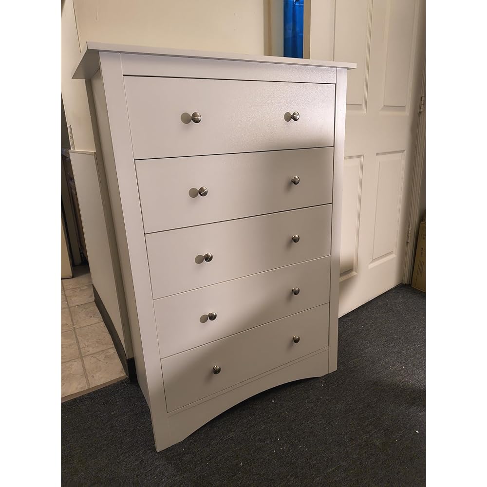 YESHOMY Tall Dresser for Bedroom, Modern Dressers with 5 Drawers, White