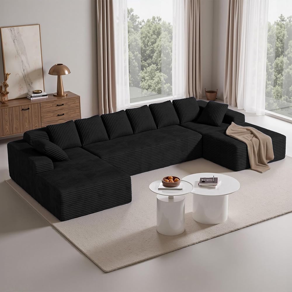 131'' Large Sectional Couches with Chaise, U Shaped Cloud Sofa 1pcs