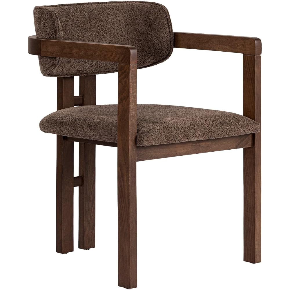 Stylish Beech Wood Chair Brown & Dark Walnut 54 x 76 x 54 cm | Easy Clean Polyester Chenille Fabric 5cm Foam Cushion | Perfect for Home & Office Elegant Design