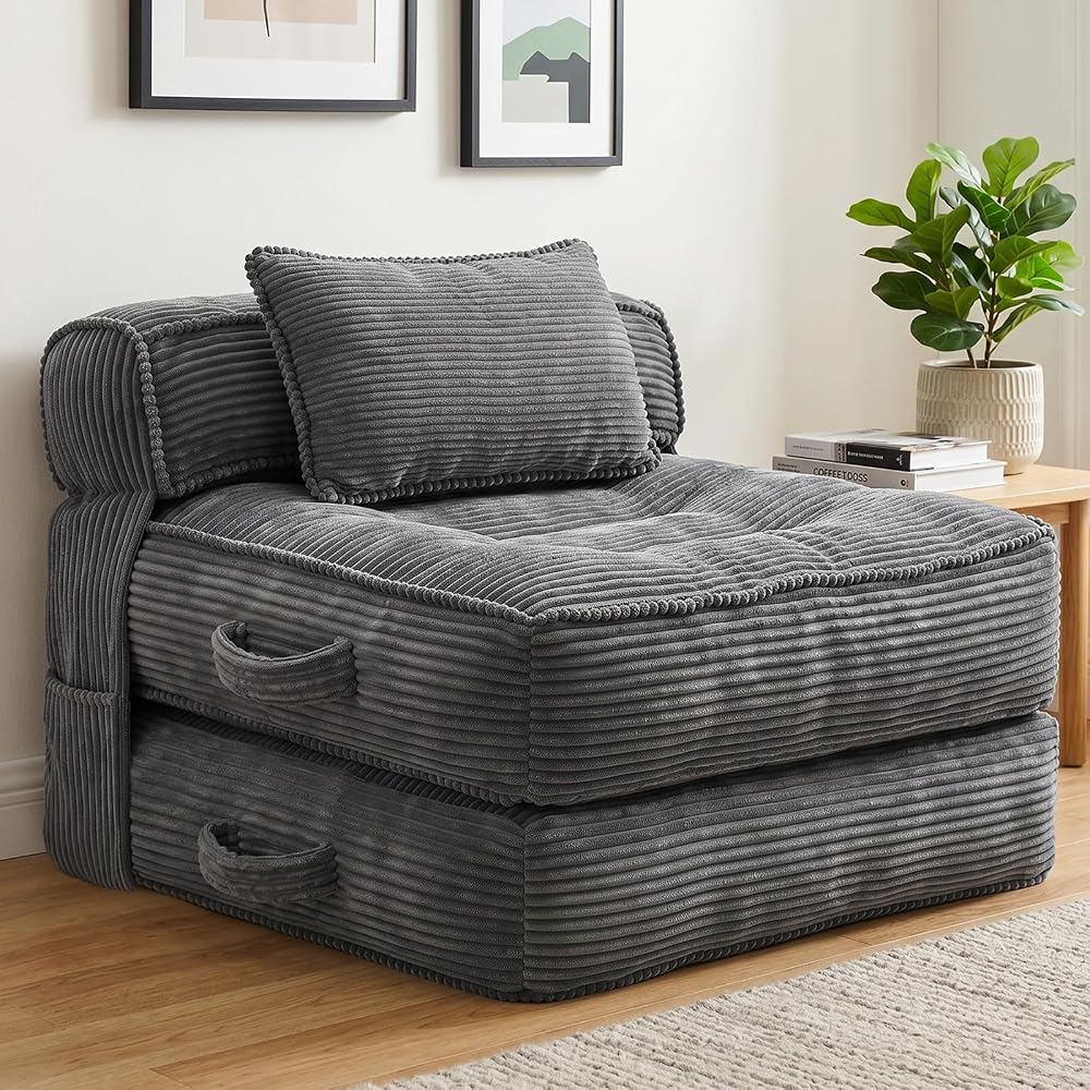 Folding Sofa Bed, Convertible Sleeper Chair with Pillow
