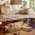 108" Boneless L-Shape Modular Cloud Sectional Sofa with Ottoman