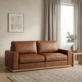 Sunny Heart 86" Modern PU Leather Loveseat Sofa for Living Room,2 Seater Deep Seat Modular Sofa Couch,Solid Wood Frame,Spring Cushions, Removable Covers,Easy Assembly for Small Spaces,Brown