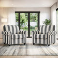 Striped Accent Chairs Set of 2, Comfy Reading Armchair, Black