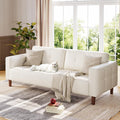 Takywep 3-Seater Sofa Couch, 83" Wide Faux Leather Sofa Couch with Spring Cushion, Modern Sofa with Deep Seats and 2 Removable Back Cushions, for Living Room, Bedroom, Apartment, Office